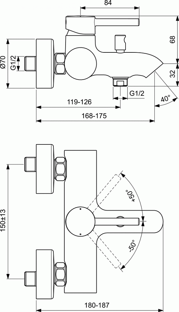 Смеситель Ideal Standard Ceraline BC199AA для ванны с душем - 3