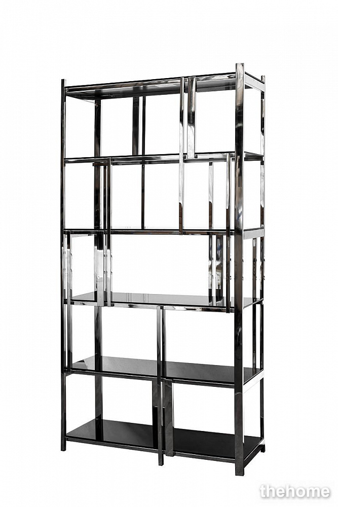 13RXSH3052-SILVER Стеллаж стекло черн./серебро 100*38*200см Garda Decor - 2