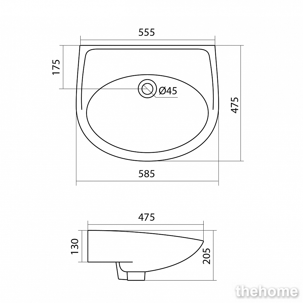 Раковина Santek Бореаль 60 без отверстия под смеситель 1WH110481 - 4