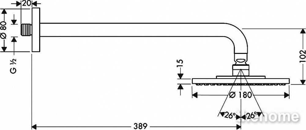 Верхний душ Hansgrohe Raindance S 180 Air 1jet 27468000 - 3