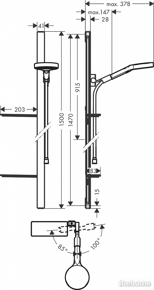 Душевой гарнитур Hansgrohe Rainfinity 130 3jet 27673000, хром - 2
