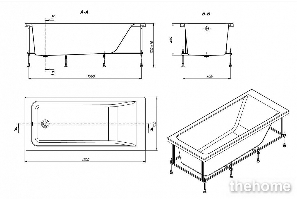Акриловая ванна Roca Easy ZRU9302905 170x70 см - 10