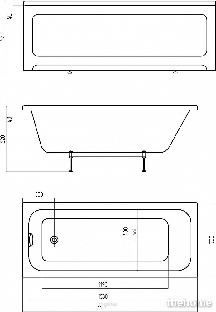Акриловая ванна Акватек Мия 165x70 см - 4