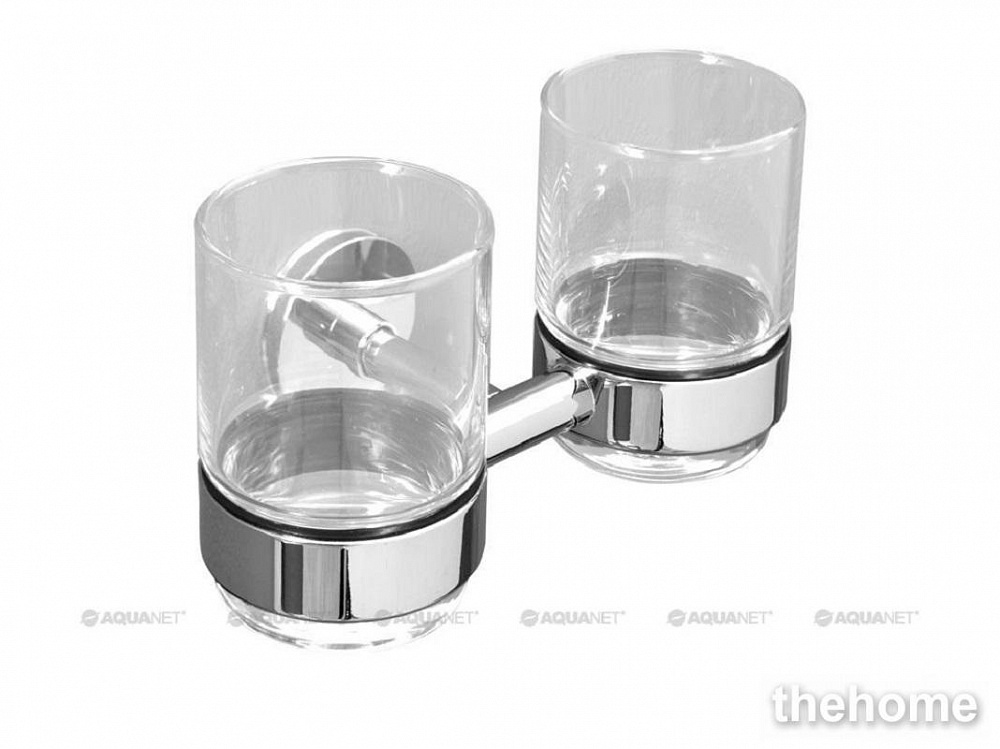 Стакан для щеток с держателем Aquanet 6384D, двойной, хром - TheHome