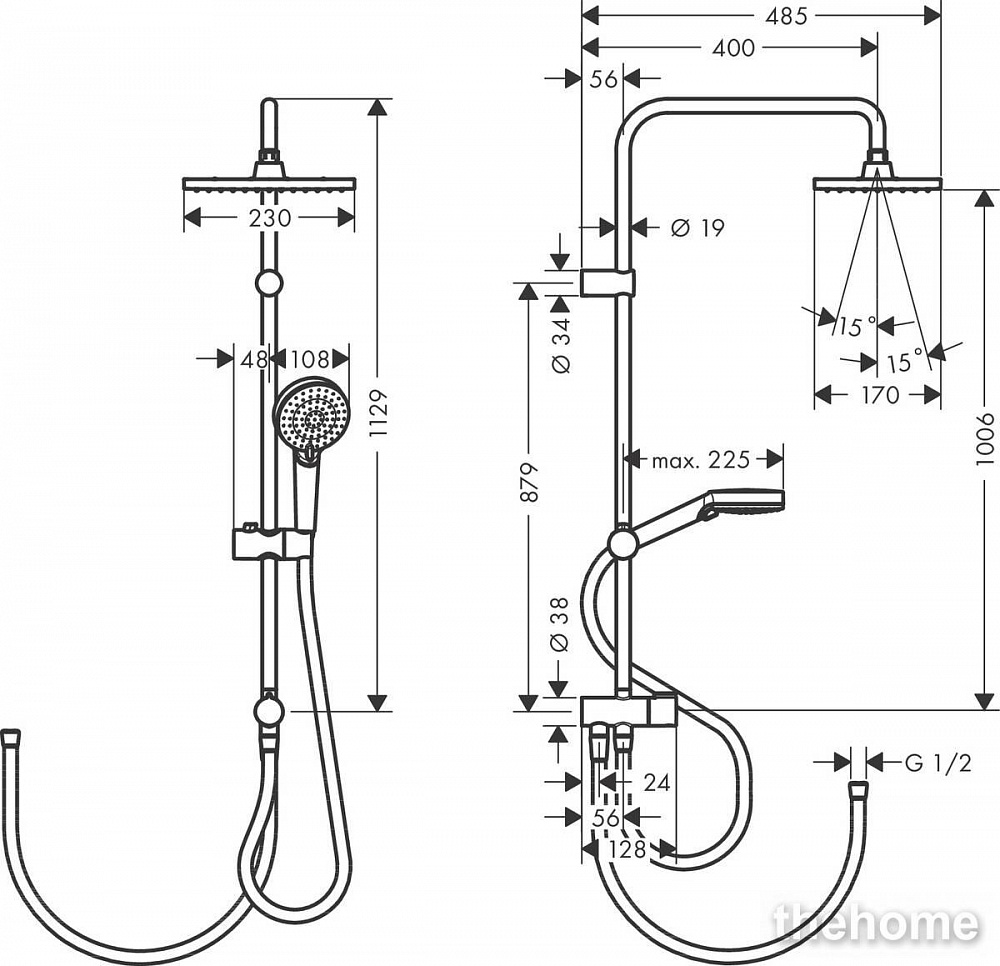 Душевая стойка Hansgrohe Vernis Shape Showerpipe 230 1jet Reno 26282000, хром - 3