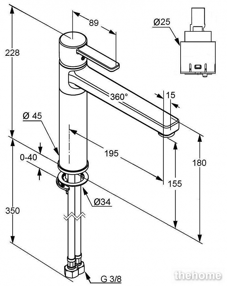 Смеситель Kludi Zenta DN 10 389738675 для кухни черный - 2