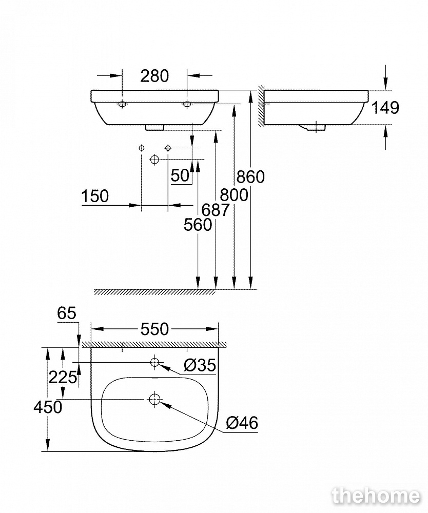 Раковина Grohe Euro Ceramic 3933600H 55 см - 5