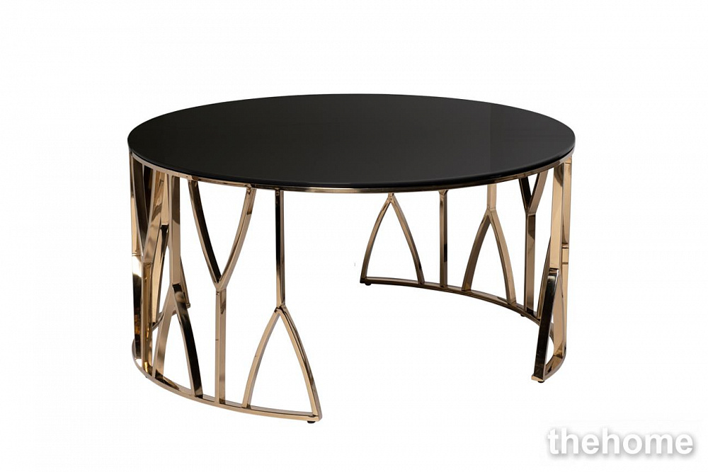 13RXCT3104-GOLD Стол журнальный стекло черн./золото d90*45см Garda Decor - TheHome
