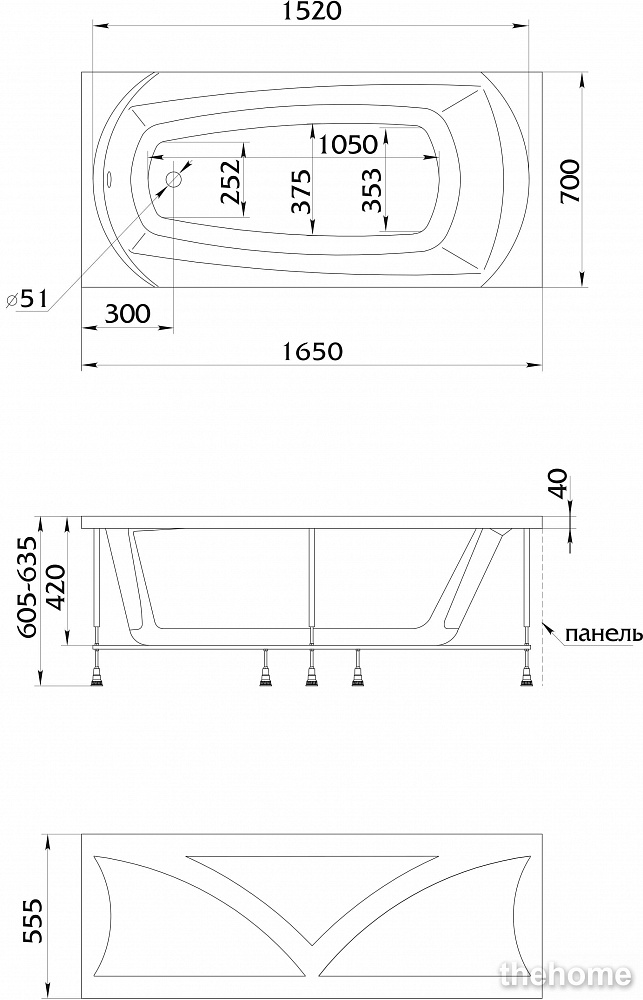 Акриловая ванна 1MarKa Elegance 165x70 - 4
