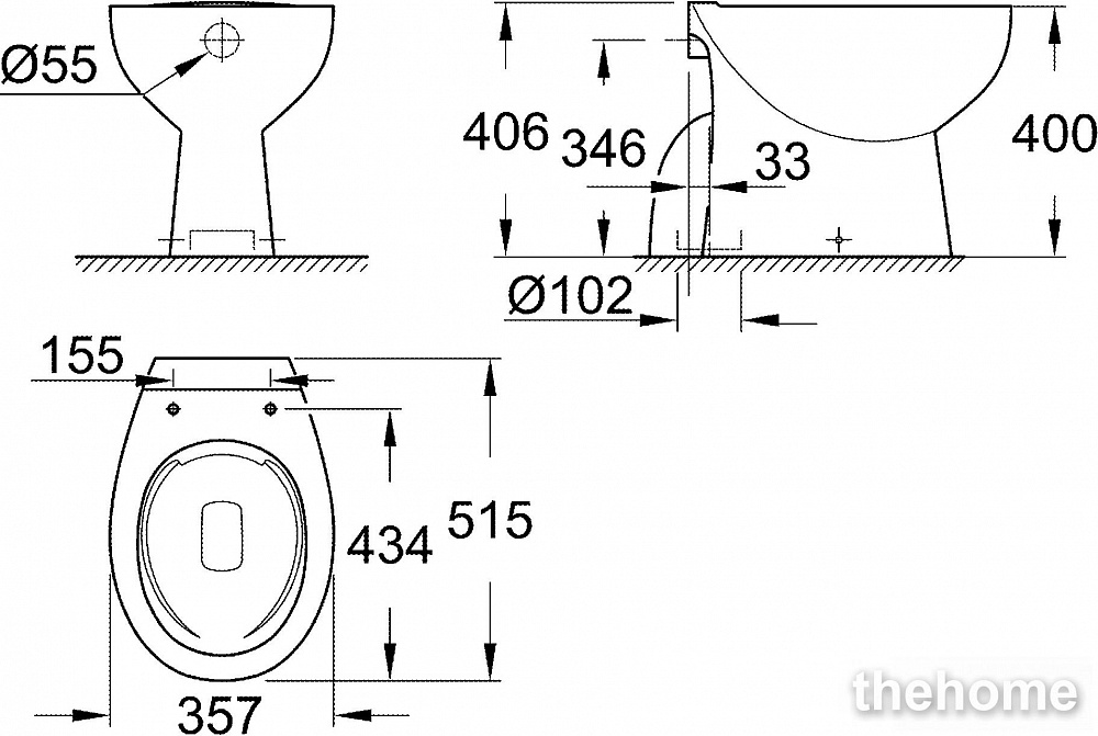 Приставной унитаз Grohe Bau Ceramic 39431000 - 2