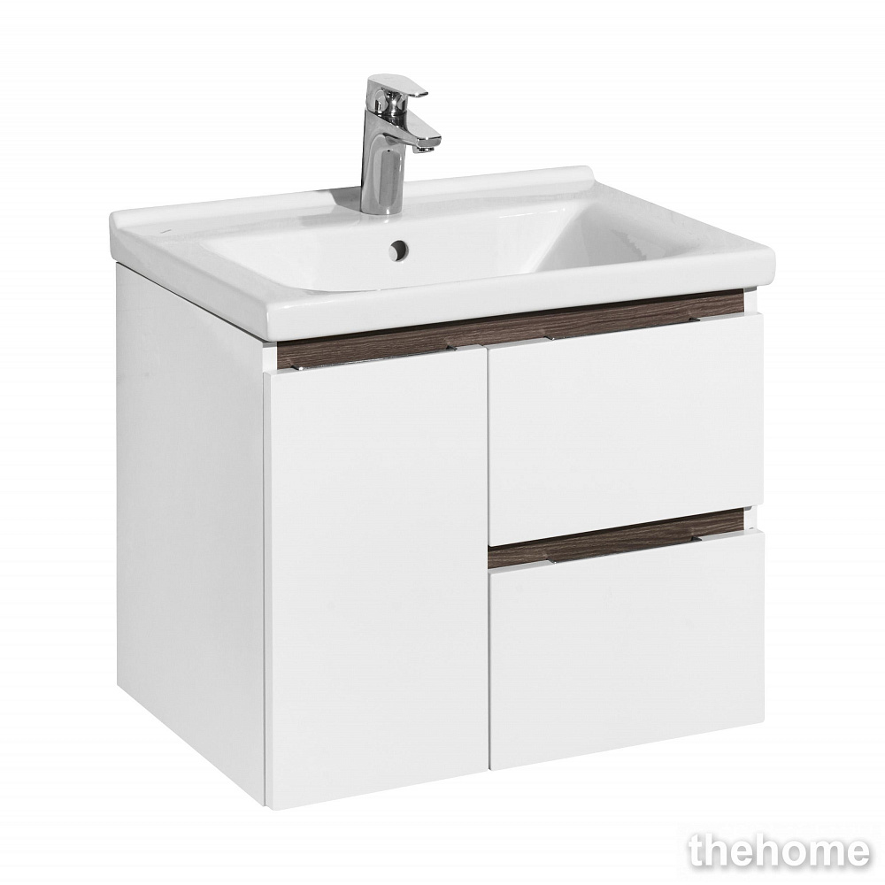 Тумба под раковину Aquaton Рене 60 белый, грецкий орех 1A258501NRC80 - TheHome