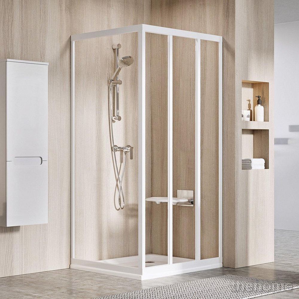 Душевая перегородка Ravak SUPERNOVA APSS-75 белая+ прозрачное стекло - TheHome