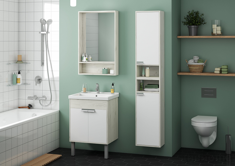 Зеркальный шкаф Aquaton Флай 60 1A237602FA860 белый/дуб крафт - 3