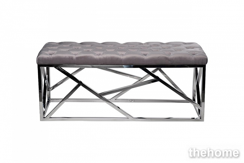 76AR-7160BAN-SER Банкетка велюр серый/хром 110*42*46см Garda Decor - TheHome
