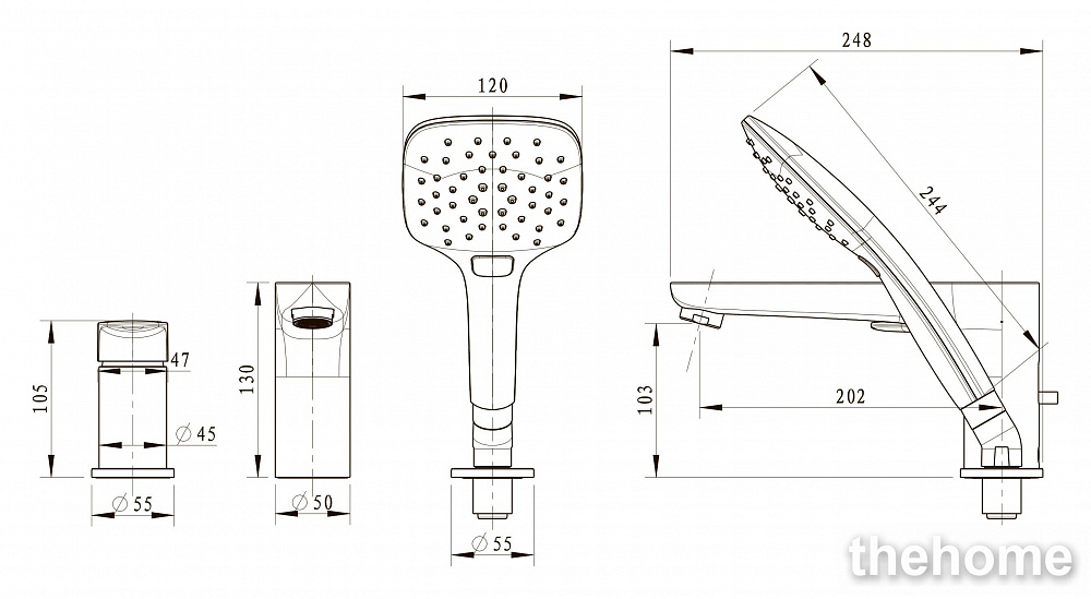 Смеситель на борт ванны Bravat Iguassu F5173218CP-1-RUS - 2