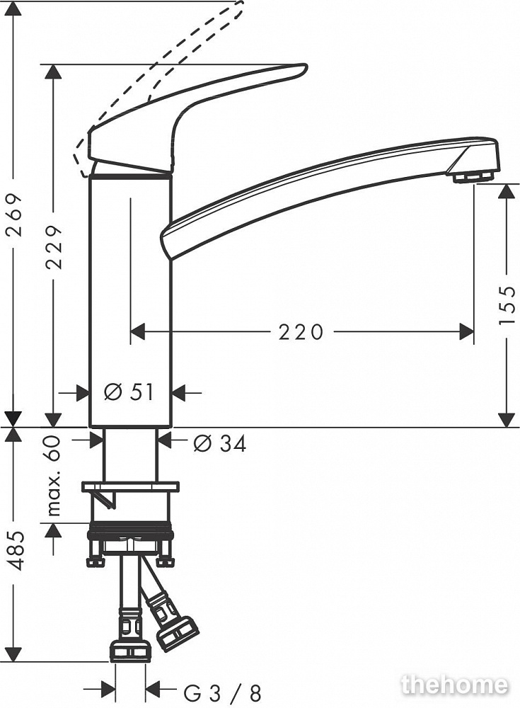 Смеситель Hansgrohe Focus M41 31826000 для кухонной мойки, хром - 2