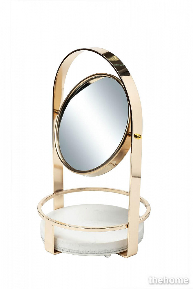 2K299521 Зеркало настольное с мраморной полочкой 18*18*29см, цвет золото Garda Decor - TheHome