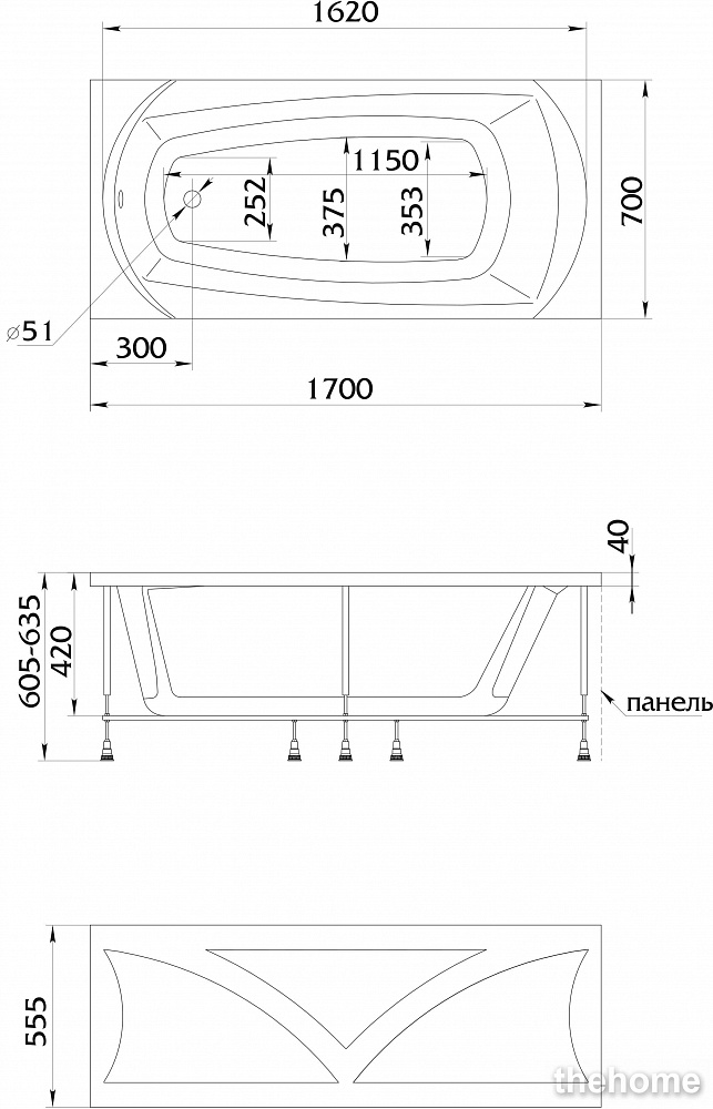 Акриловая ванна 1MarKa Elegance 170x70 - 4