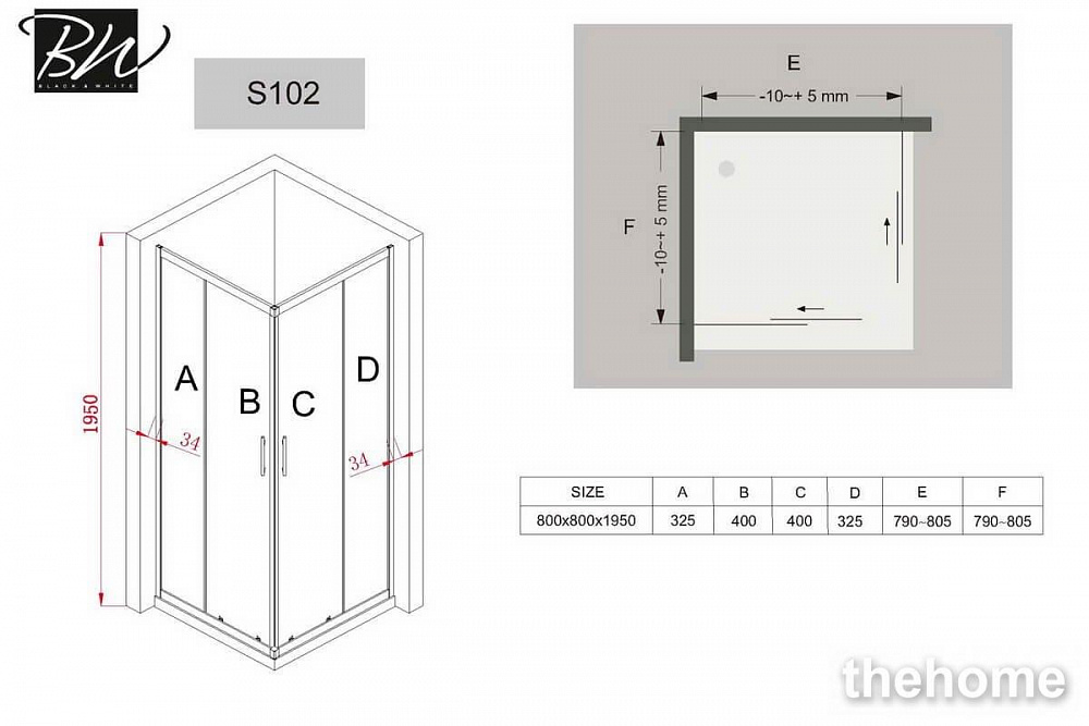 Душевой уголок Black&White Stellar Wind S102 80x80 см - 5