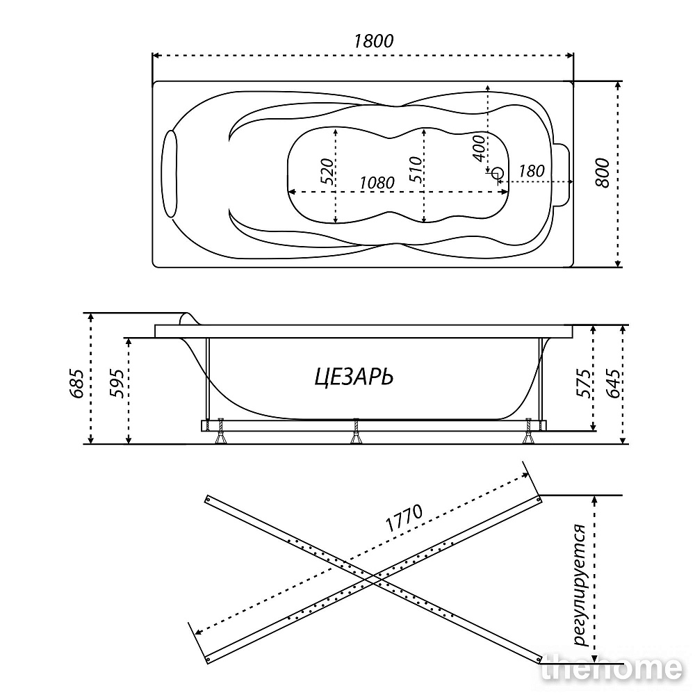 Акриловая ванна Triton Цезарь 180x80 - 4