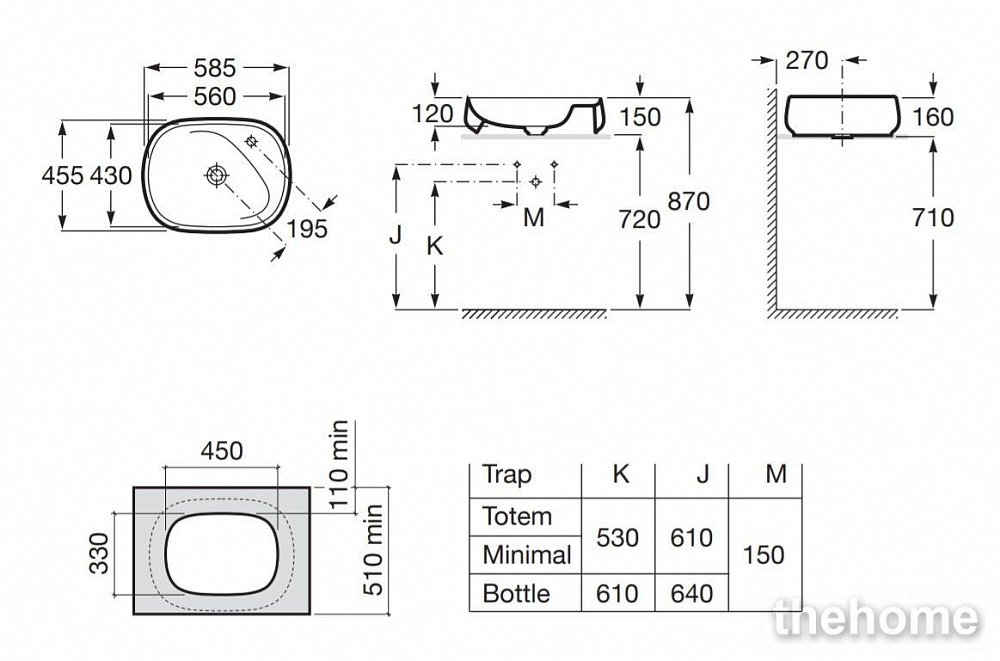 Раковина Roca Beyond 3270B8000 59 см накладная - 2
