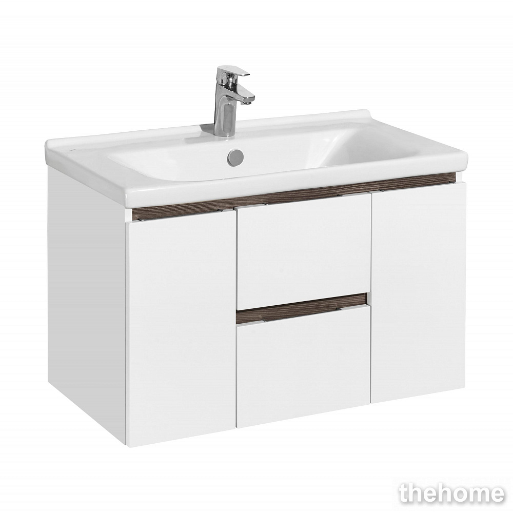 Тумба под раковину Aquaton Рене 80 белый, грецкий орех 1A258601NRC80 - TheHome