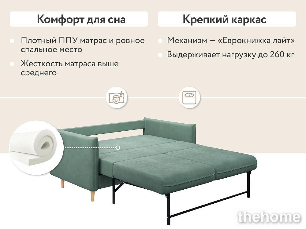 Диван прямой DeeOne Сканди мини AAA41394001 мятный - 3