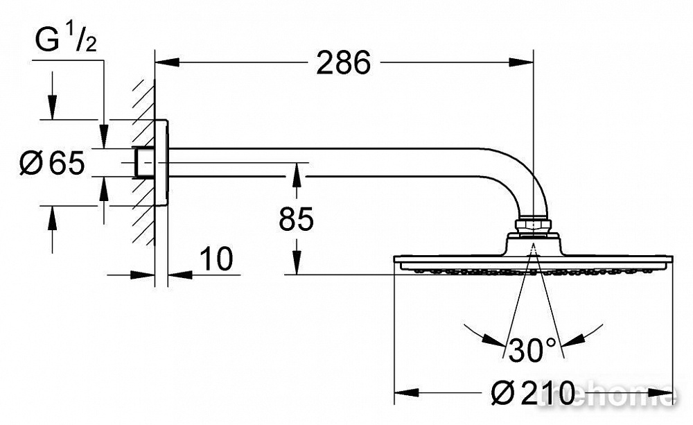 Верхний душ Grohe Rainshower Cosmopolitan 210 26052000 - 10