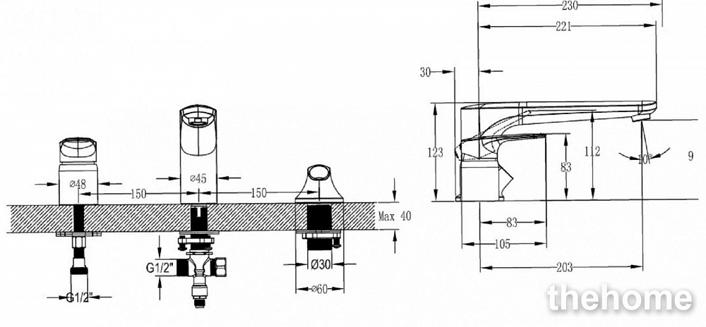 Смеситель для ванны Villeroy&Boch O.novo TVT10400200061 на борт ванны - 2