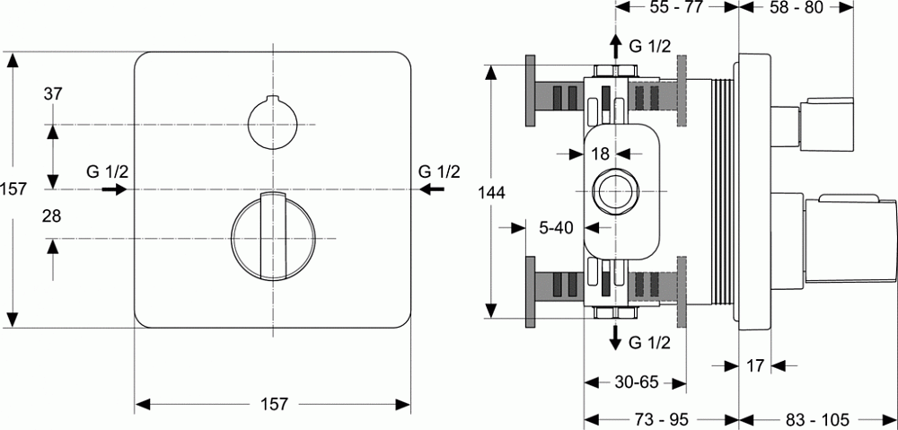 Смеситель Ideal Standard Ceratherm 200 для душа A4662AA - 2
