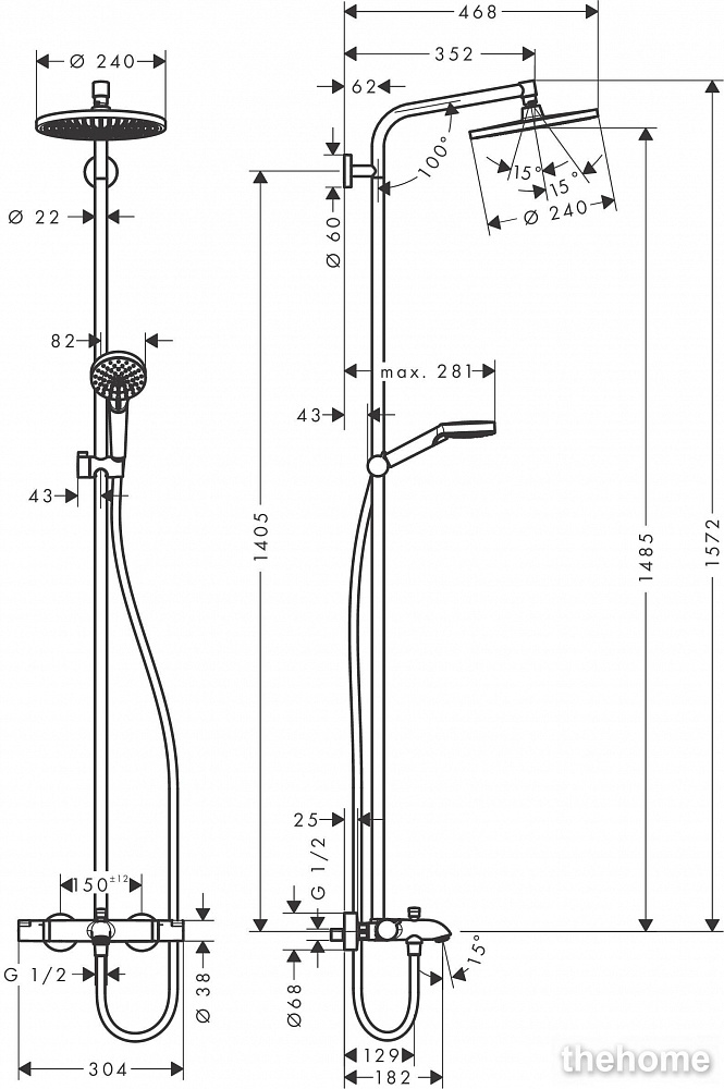 Душевая стойка Hansgrohe Crometta S 240 Showerpipe 27320000 - 2