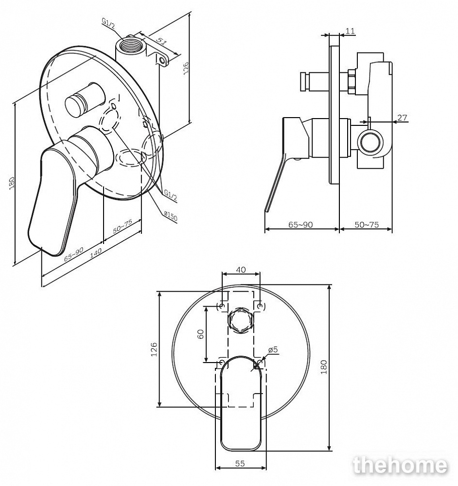 Смеситель Am.Pm X-Joy для ванны и душа F85A45000 - 8