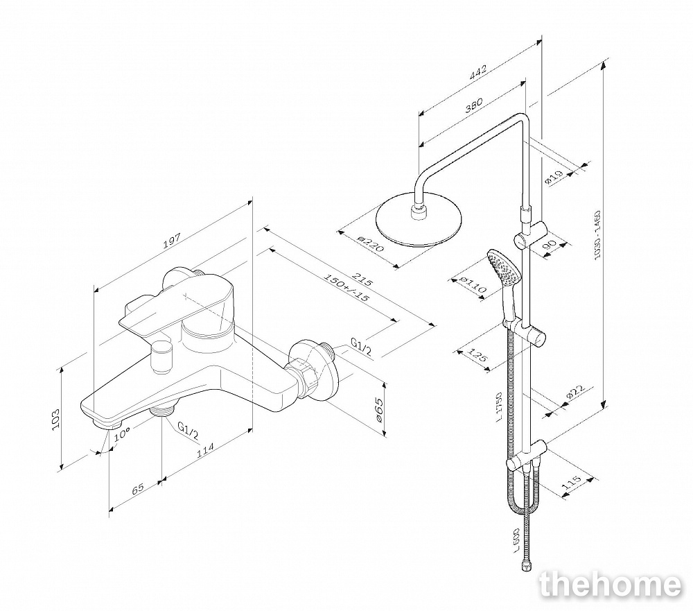 Душевая стойка Am.Pm Gem для ванны и душа F40890A14 - 9