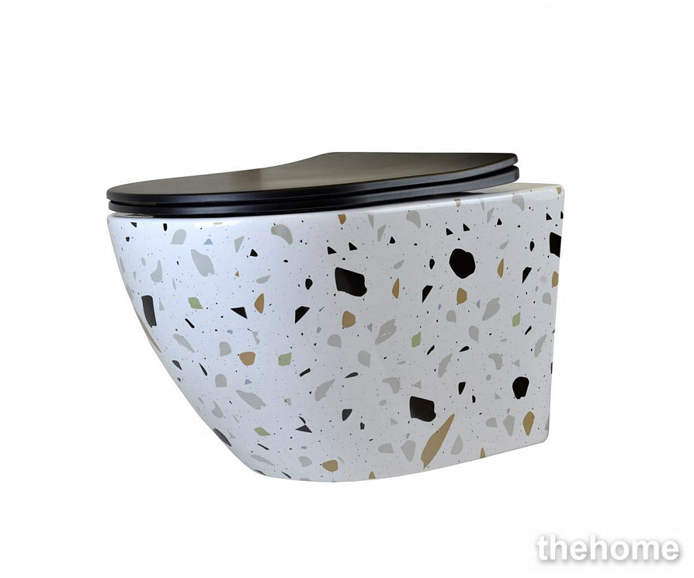 Унитаз подвесной безободковый Bronze de Luxe Terrazzo, крышка черная 2092-B - TheHome