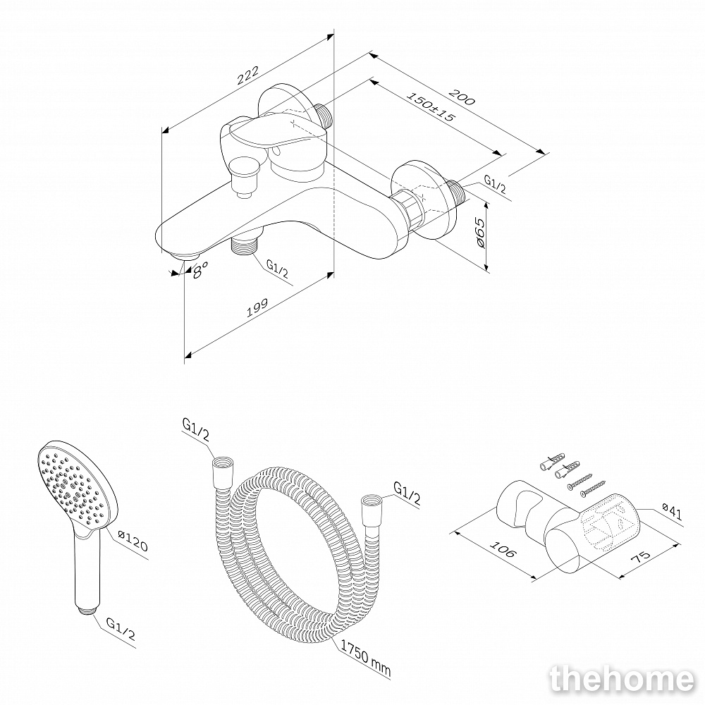 Смеситель Am.Pm Like для ванны и душа хром F8015000 - 3