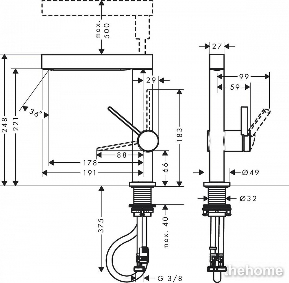 Смеситель Hansgrohe Finoris для раковины 76063000 хром - 5