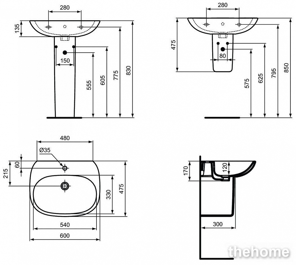 Раковина Ideal Standard Tesi T352201, 60 см - 4