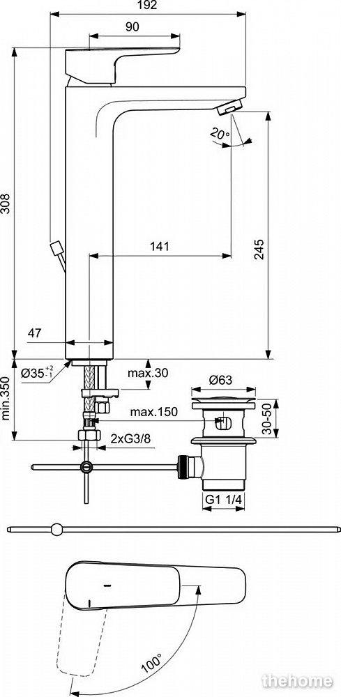 Смеситель для раковины Ideal Standard CERAPLAN III SLIM BC572AA - 2