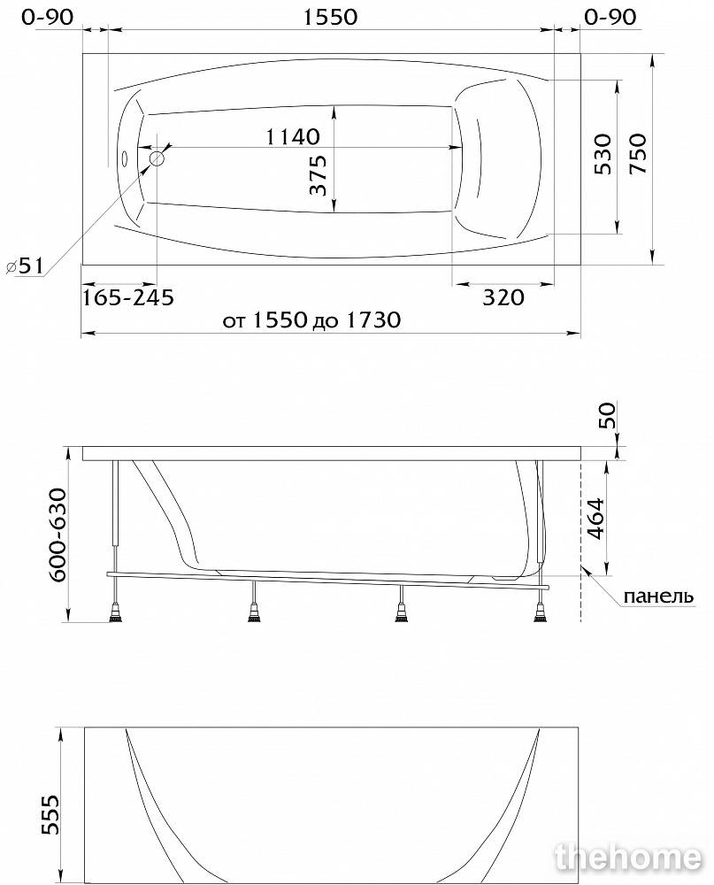 Акриловая ванна 1MarKa Pragmatika 173-155x75 - 4