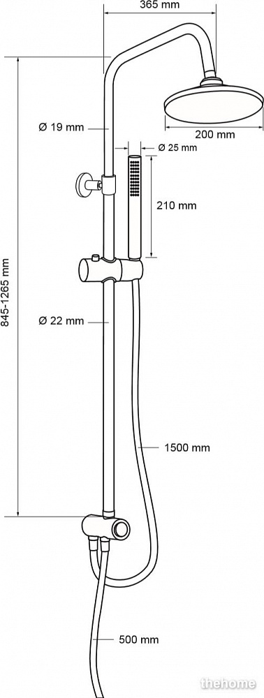Душевая стойка Aquanet Practic R AF100-70-R-C - 2