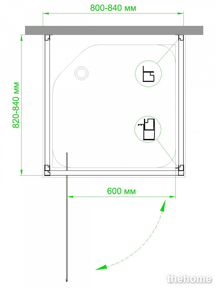 Душевой уголок Royal Bath HV-C-CH-P 80x80x185 рифленое - 2