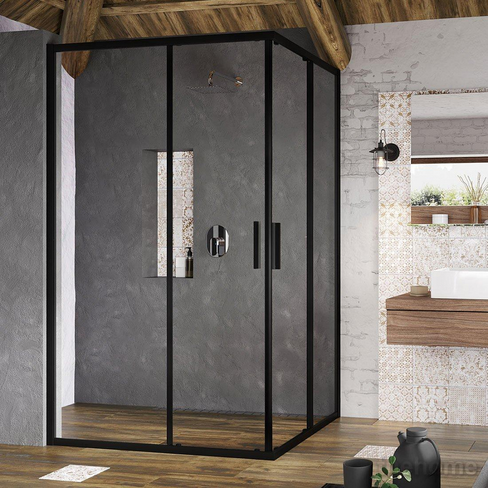Душевой уголок Ravak Blix Slim BLSRV2K-80 черный+Transparent X1XM40300Z1 - TheHome